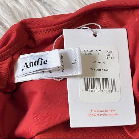 Andie Swim Luzon Red High Neck Bikini Top Large - Picture 9 of 9